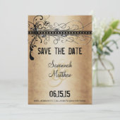 Elegante Hochzeit in Gold und Schwarz Save The Date (Stehend Vorderseite)