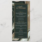 Elegante Hochzeit in Grün und Gold Menükarte (Vorderseite)