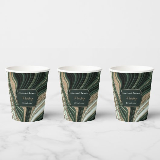 Elegante Hochzeit in Grün und Gold Pappbecher (Multi)
