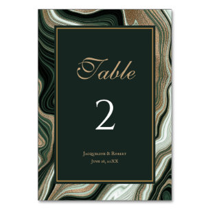 Elegante Hochzeit in Grün und Gold Tischnummer