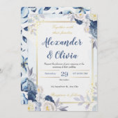 elegante Hochzeit in Herbst und Blumen Einladung (Vorne/Hinten)