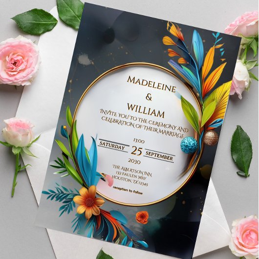 Elegante Hochzeit in Luxus Botanische Hochzeit Einladung