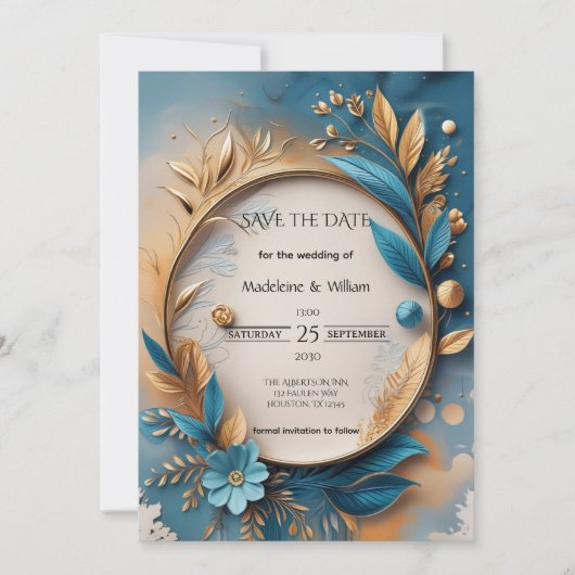 Elegante Hochzeit in Luxus Botanische Hochzeit Save The Date (Vorderseite)