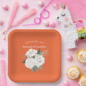 Elegante Hochzeit in Orange & White Roses Pappteller (Party)