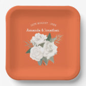 Elegante Hochzeit in Orange & White Roses Pappteller (Vorderseite)