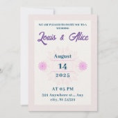 elegante Hochzeit in rosa beige-Design, rosa Blume Einladung (Vorderseite)