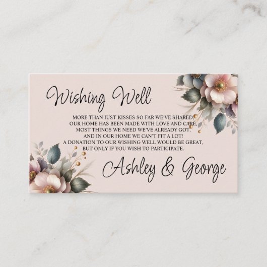 Elegante Hochzeit in Rosa, Blau und Creme Begleitkarte (Vorderseite)