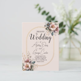 Elegante Hochzeit in Rosa, Blau und Creme Postkarte