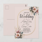 Elegante Hochzeit in Rosa, Blau und Creme Postkarte (Vorne/Hinten)