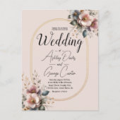 Elegante Hochzeit in Rosa, Blau und Creme Postkarte (Vorderseite)