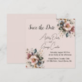 Elegante Hochzeit in Rosa, Blau und Creme Save The Date (Vorne/Hinten)