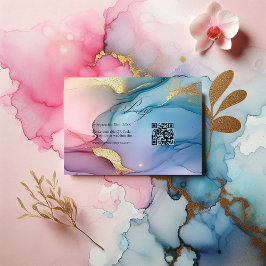 Elegante Hochzeit in Rosa, Blau und Gold RSVP Karte