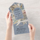 Elegante Hochzeit in rosa Boho All In One Einladung (Abreißen)