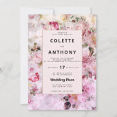 Elegante Hochzeit in Rosa Einladung (Vorderseite)