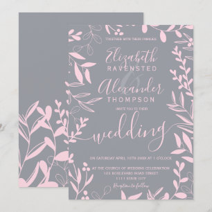 Elegante Hochzeit in Rosa Einladung