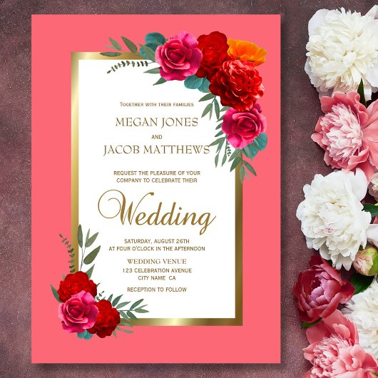 Elegante Hochzeit in Rosa Einladung