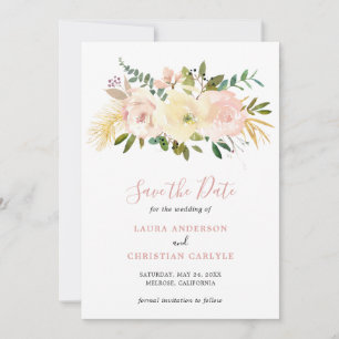 Elegante Hochzeit in Rosa mit Blumenmuster Save The Date