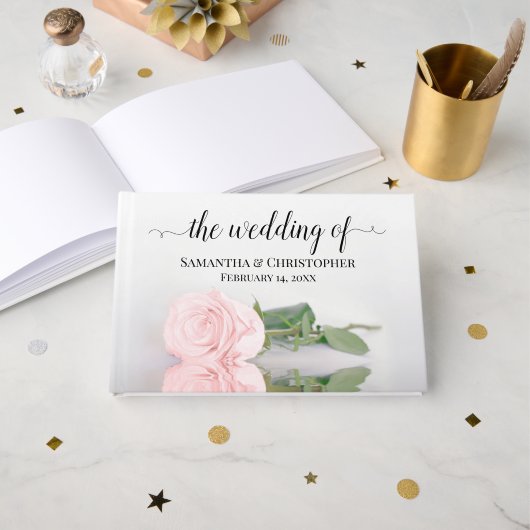 Elegante Hochzeit in Rosa Rosa mit einem langen St Gästebuch (Vorderseite Offen)