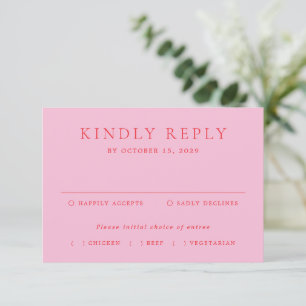 Elegante Hochzeit in Rosa und Rot RSVP Karte