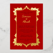 Elegante Hochzeit in Rot - Indianerzeit Folieneinladung (Vorderseite)