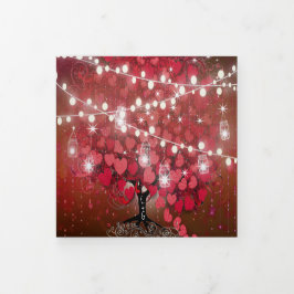 Elegante Hochzeit in Rot und Schwarz Dreifach Gefaltete Einladung