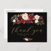 Elegante Hochzeit in Schwarz, Bordeaux und Blau Postkarte (Vorne/Hinten)