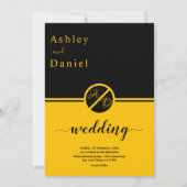 Elegante Hochzeit in Schwarz und Gold Einladung (Vorderseite)