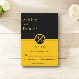 Elegante Hochzeit in Schwarz und Gold RSVP Karte