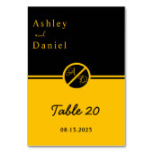 Elegante Hochzeit in Schwarz und Gold Tischnummer (Vorderseite)