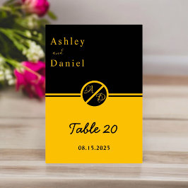 Elegante Hochzeit in Schwarz und Gold Tischnummer