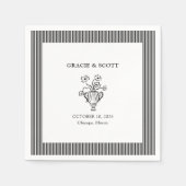 Elegante Hochzeit in Schwarz und Weiß Serviette (Vorderseite)