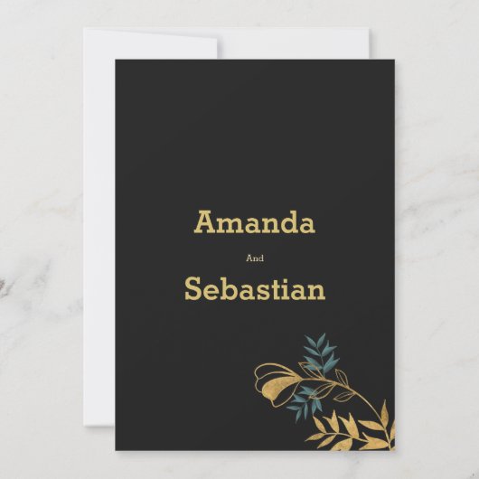 Elegante Hochzeit in schwarzem Gold Einladung (Rückseite)