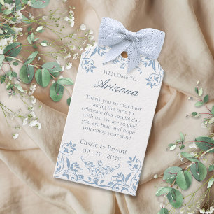 Elegante Hochzeit in Urlaubsort in Blau und Weiß Geschenkanhänger