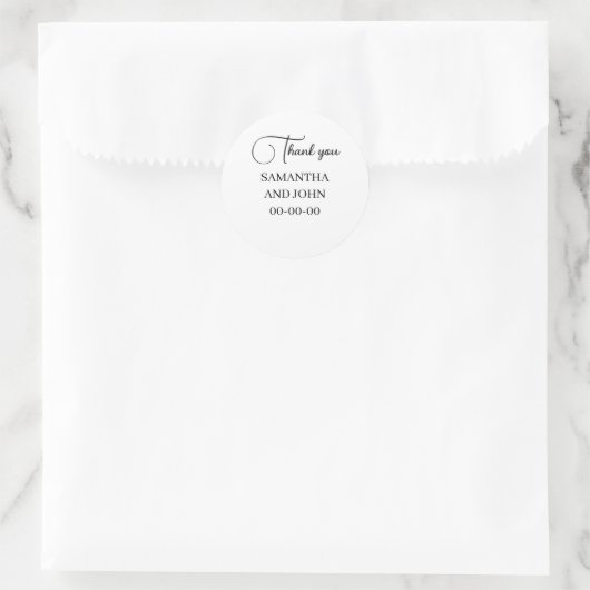 Elegante Hochzeit - Individuelle Namen & Datum Runder Aufkleber (Tasche)