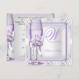 Elegante Hochzeit Lavendel Lila Flieder Champagner Einladung