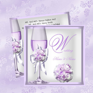 Elegante Hochzeit Lavendel Lila Flieder Champagner Einladung
