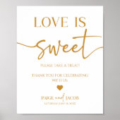 Elegante Hochzeit Liebe ist süße Leckerei Tafelzei Poster (Vorne)