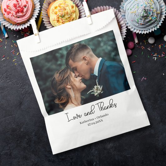 Elegante Hochzeit Liebe und Dank Foto Geschenktütchen