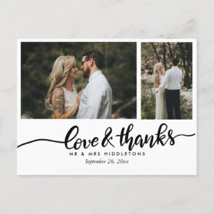 Elegante Hochzeit Liebe und vielen Dank   Zwei Fot Postkarte