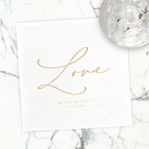Elegante Hochzeit Liebesschrift Namen & Hochzeitsd Servietten Mit Folie