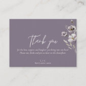 Elegante Hochzeit lila Aquarellfarben danke Platzkarte (Rückseite)