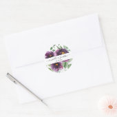 Elegante Hochzeit Lila Grüner Flora Runder Aufkleber (Umschlag)