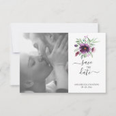 Elegante Hochzeit Lila Grüner Flora Save The Date (Vorderseite)