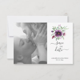 Elegante Hochzeit Lila Grüner Flora Save The Date