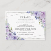 Elegante Hochzeit Lila Lilac Floral Silver Details Begleitkarte (Vorderseite)