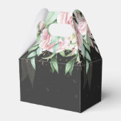 Elegante Hochzeit Luxus Schwarz-Rosa-Flora Geschenkschachtel (Rückseite)