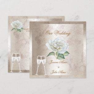 Elegante Hochzeit Marmor Rose Creme Weiß Champagne Einladung