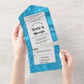 Elegante Hochzeit mit Abstrakter Blauer Wave All In One Einladung (Abreißen)