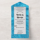Elegante Hochzeit mit Abstrakter Blauer Wave All In One Einladung (Innen Boden)