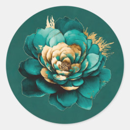 Elegante Hochzeit mit Aquamarinen und goldenen Was Runder Aufkleber